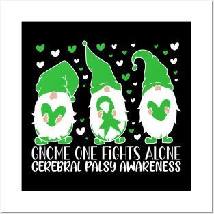 Cerebral Palsy Awareness Gnome One Fights Alone Posters and Art